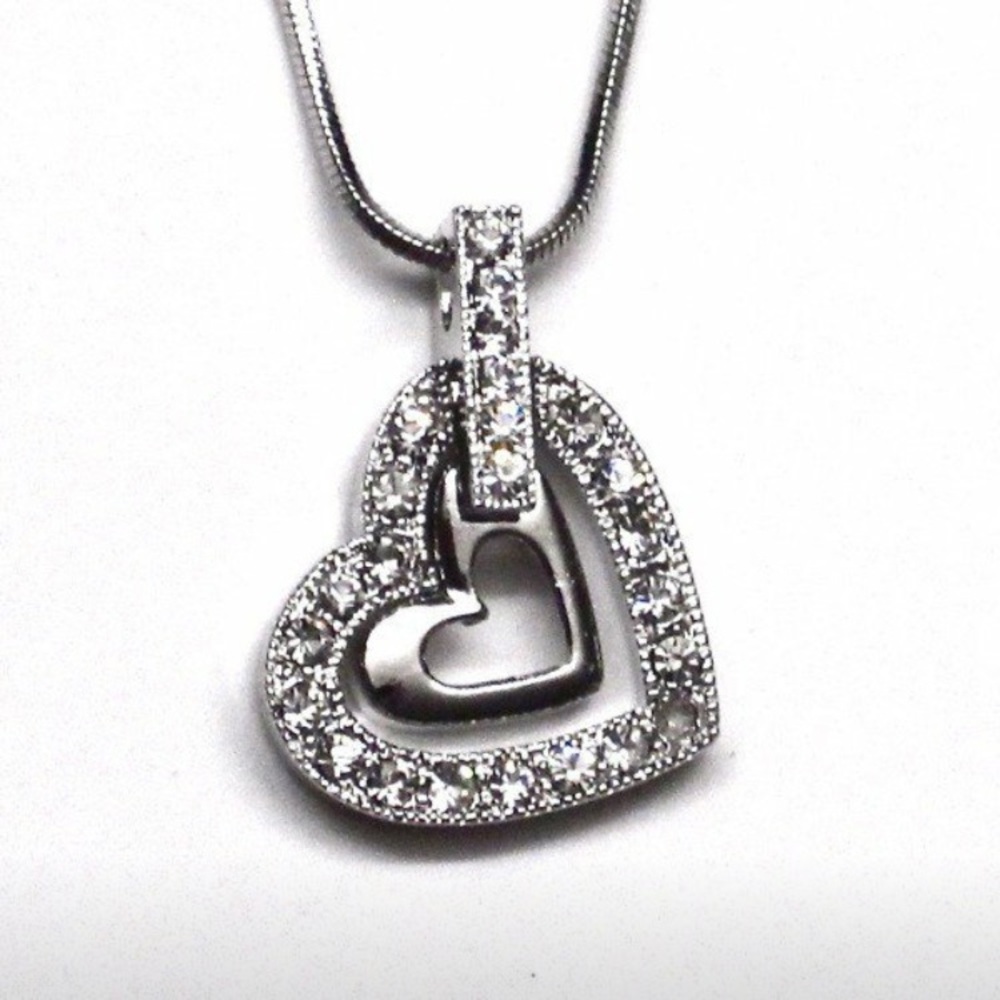 Double Heart Pendant Necklace 💕✨